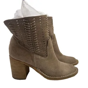 Dolce Vita Booties Tan Suede Leather Heeled Boots Boho Chic Women's Size 7.5