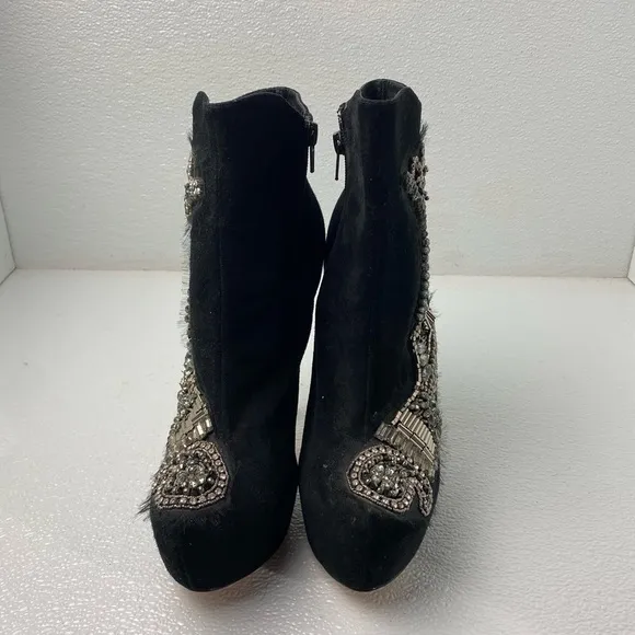 DOLCE VITA Platform Super High Heel Rhinestone Embellished Ankle Boots Wmns 9.5