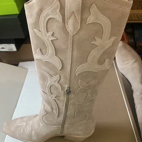 Dolce Vita Samare suede embroidered wedtetn tall boots