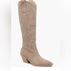Dolce Vita Samare suede embroidered wedtetn tall boots