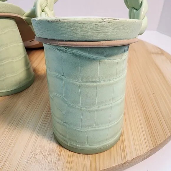 Dolce Vita Sandals Paily Braided Faux Leather Healed Mules Mint Green Size 10
