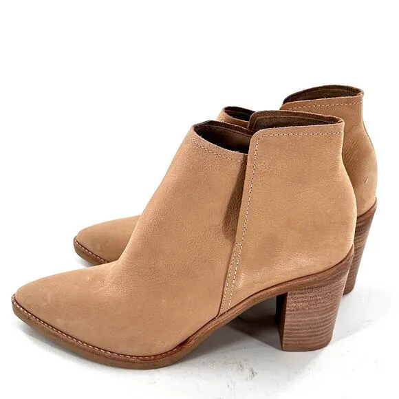 Dolce Vita Spade Boots 10 NWOT Tan Leather Ankle Booties Western Stack Heel