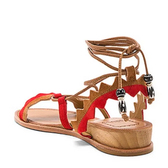DOLCE VITA Suede Lace Up Flat Sandals