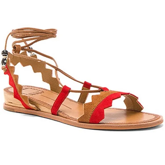 DOLCE VITA Suede Lace Up Flat Sandals
