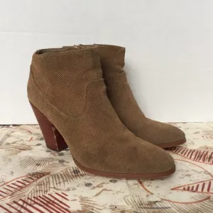 Dolce Vita Tan Perforated Suede Ankle Boots - 7.5
