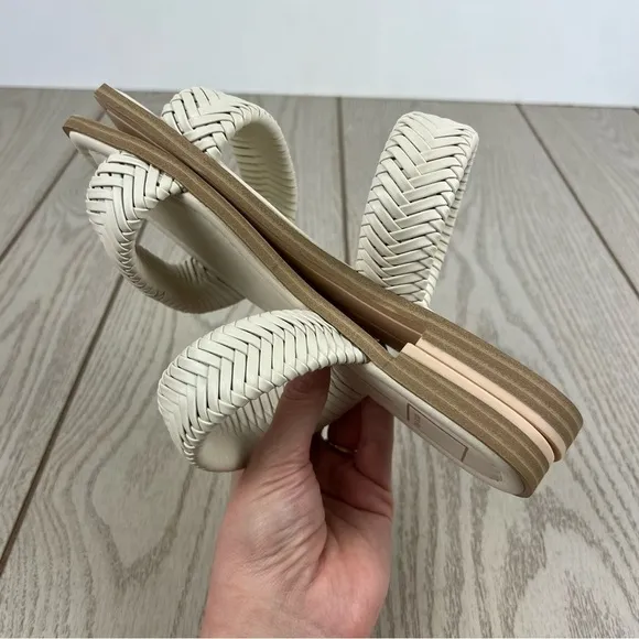 Dolce Vita Women's  Inya Braided Womev Strap Flat Sandals 6.5 Ivory $100