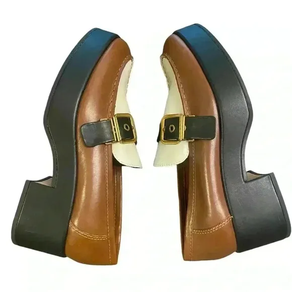 Dolce Vita Yonder Loafers in Black and Brown Leather Size 9.5