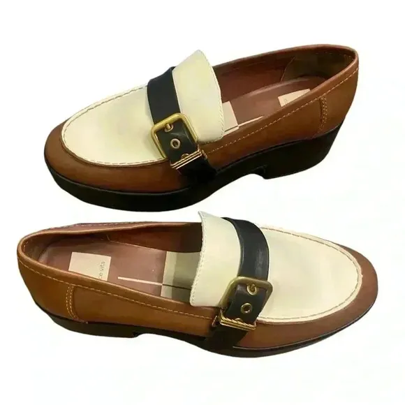 Dolce Vita Yonder Loafers in Black and Brown Leather Size 9.5