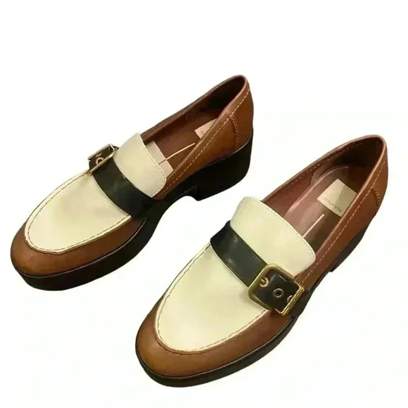 Dolce Vita Yonder Loafers in Black and Brown Leather Size 9.5