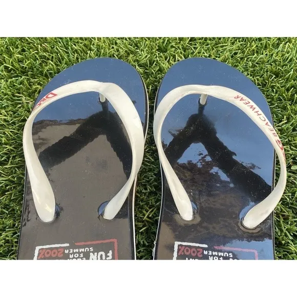 Dolce&amp;Gabbana Beachwear Black Shiny Rubber Flip Flops Sandals Women’s Size 7