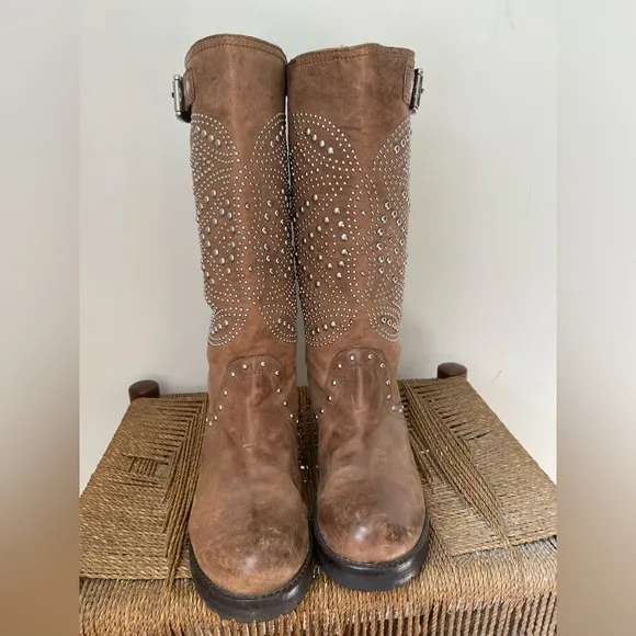 Donald J. Pliner Boots Women’s 8.5 MAC Studded Leather Boot Festival Wear