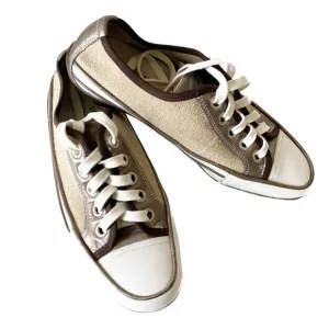 Donald J Pliner Leather and Canvas Sneakers Sport Cori Made in Italy