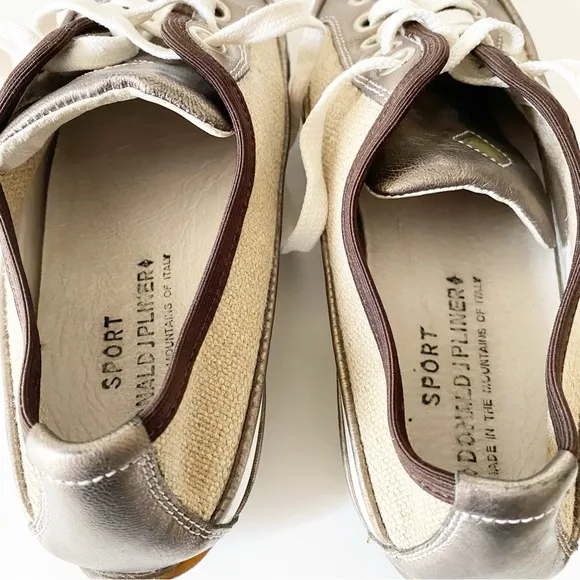 Donald J Pliner Leather and Canvas Sneakers Sport Cori Made in Italy