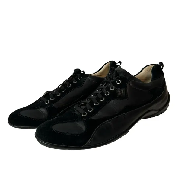 Donald J Pliner Mens Black Leather / Fabric Fashion Sneakers Mens Size 9.5 M