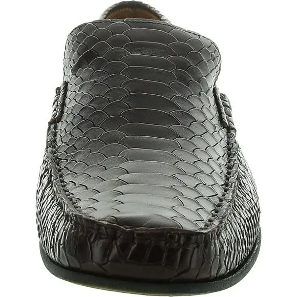 Donald J. Pliner Mens Brown Snake Print Leather Loafers New