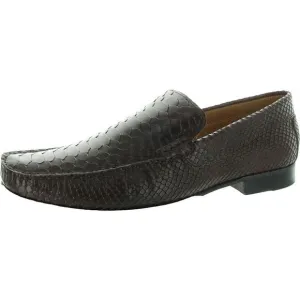 Donald J. Pliner Mens Brown Snake Print Leather Loafers New