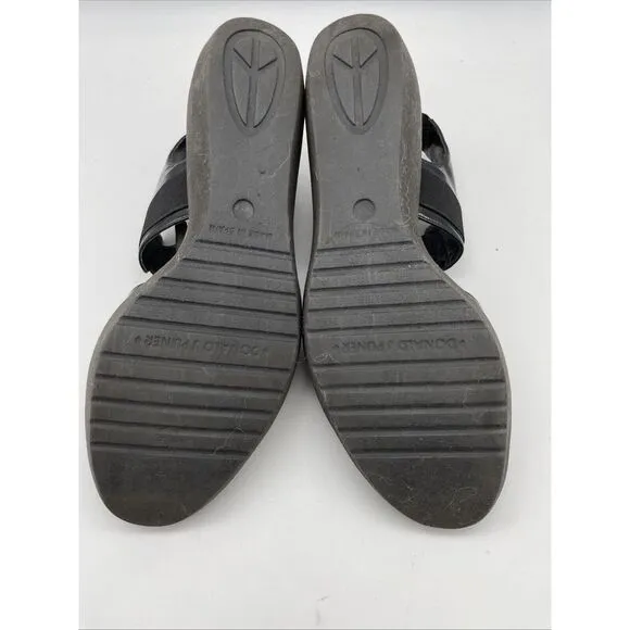 DONALD J PLINER Size 8M Nona Black Leather Open Toe‎ Platform Sandals