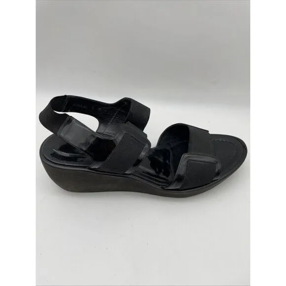 DONALD J PLINER Size 8M Nona Black Leather Open Toe‎ Platform Sandals