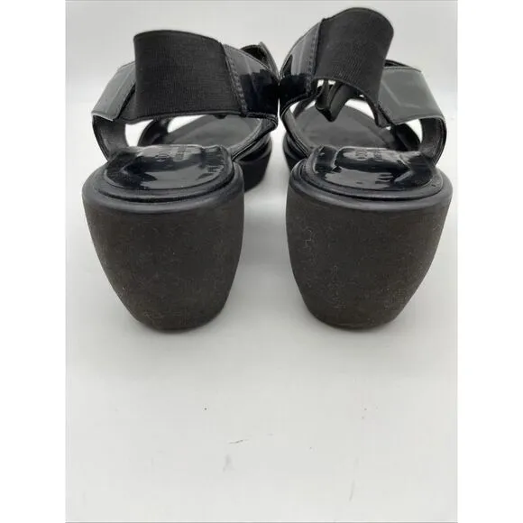 DONALD J PLINER Size 8M Nona Black Leather Open Toe‎ Platform Sandals