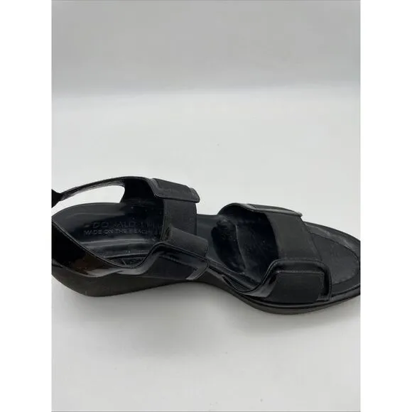 DONALD J PLINER Size 8M Nona Black Leather Open Toe‎ Platform Sandals