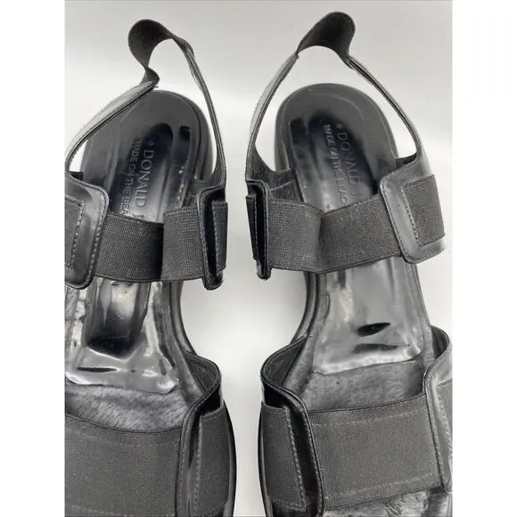 DONALD J PLINER Size 8M Nona Black Leather Open Toe‎ Platform Sandals