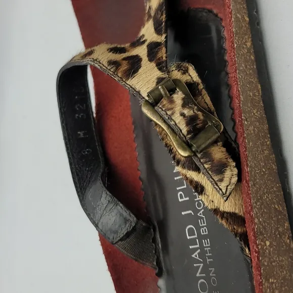 Donald J Pliner Toe Slide Sandals Flat Leapord Animal Print Calf Hair Size 8