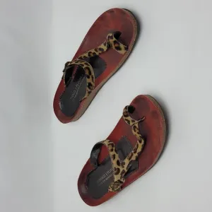 Donald J Pliner Toe Slide Sandals Flat Leapord Animal Print Calf Hair Size 8