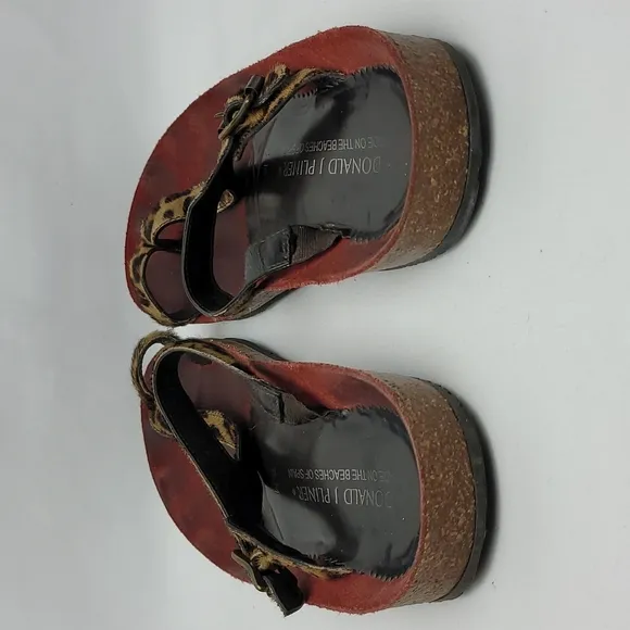 Donald J Pliner Toe Slide Sandals Flat Leapord Animal Print Calf Hair Size 8