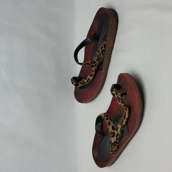 Donald J Pliner Toe Slide Sandals Flat Leapord Animal Print Calf Hair Size 8