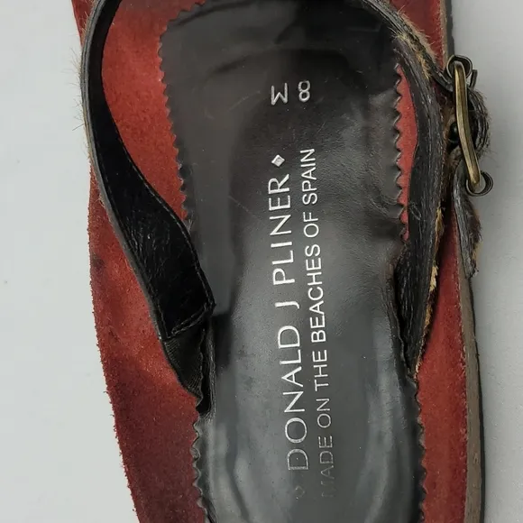 Donald J Pliner Toe Slide Sandals Flat Leapord Animal Print Calf Hair Size 8