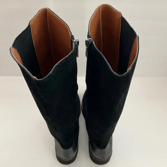 Donald Pliner Codie Black Suede Boots Elasticized Calf Size 10