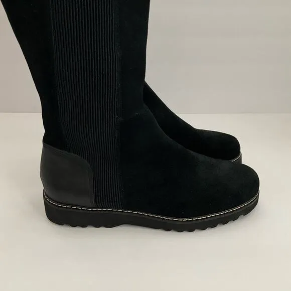 Donald Pliner Codie Black Suede Boots Elasticized Calf Size 10