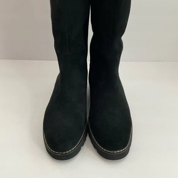 Donald Pliner Codie Black Suede Boots Elasticized Calf Size 10