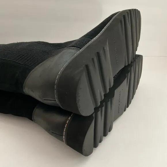 Donald Pliner Codie Black Suede Boots Elasticized Calf Size 10