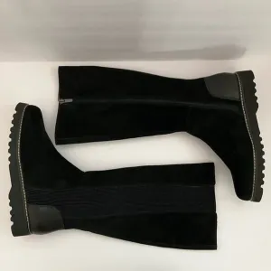 Donald Pliner Codie Black Suede Boots Elasticized Calf Size 10