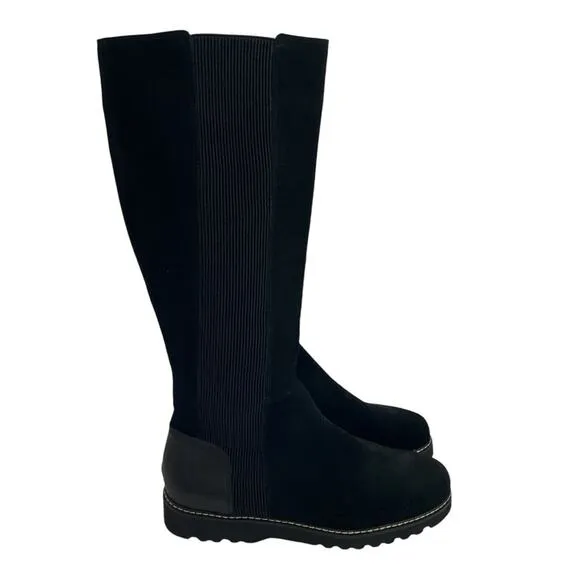 Donald Pliner Codie Black Suede Boots Elasticized Calf Size 10