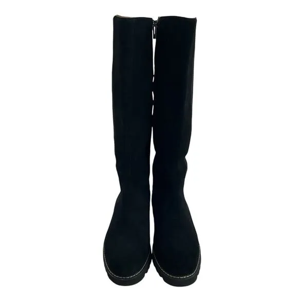 Donald Pliner Codie Black Suede Boots Elasticized Calf Size 10