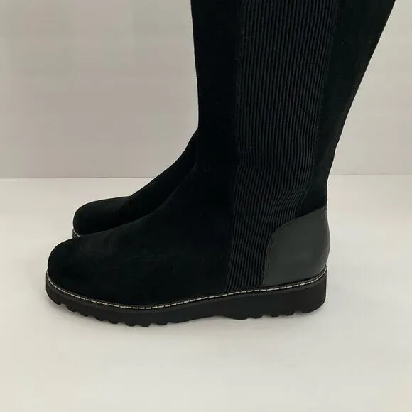 Donald Pliner Codie Black Suede Boots Elasticized Calf Size 10