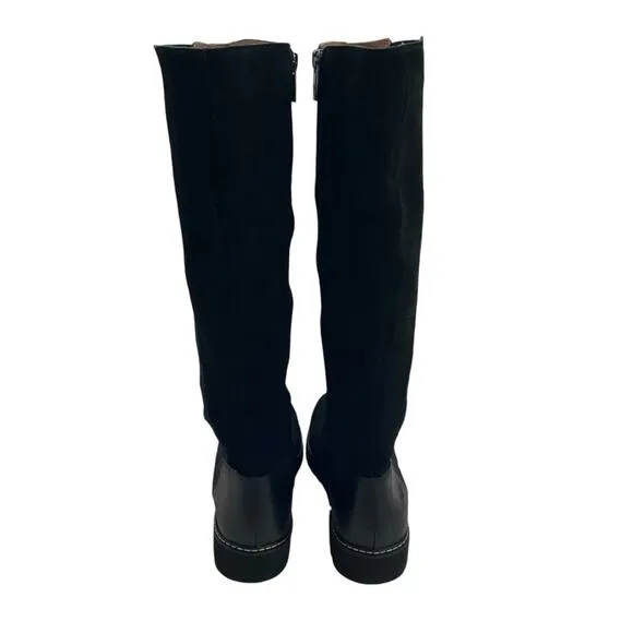 Donald Pliner Codie Black Suede Boots Elasticized Calf Size 10
