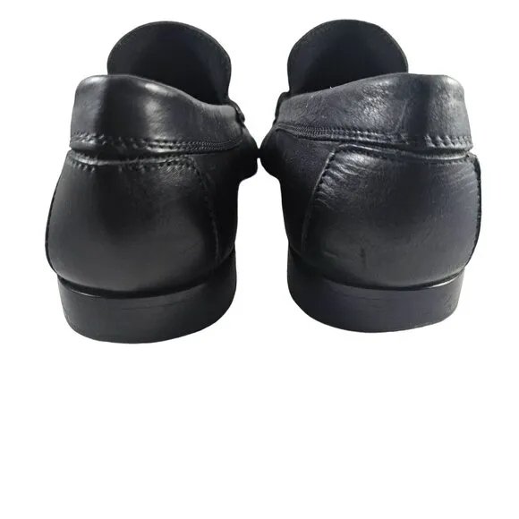 Donald Pliner Mens Decio Slip -On Black Leather Loafers With Metal Bit Detail Si