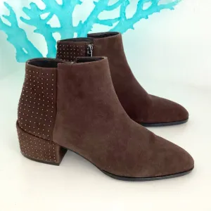 Donald Pliner Womens 8.5M Brown Suede Studded Ankle Boots WORN ONCE