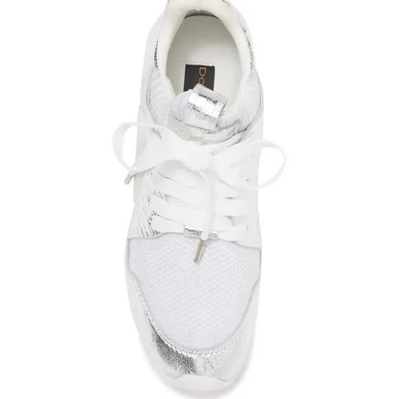 Donna Karen Metallic Silver &amp; White Leather High Top Fashion Sneakers