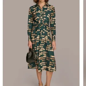 Donna Karen New York $179 nwt green satin printed midi dress 10 M
