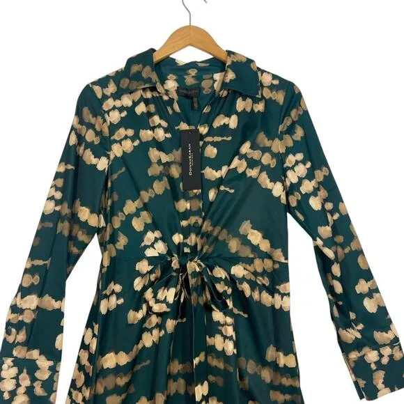 Donna Karen New York $179 nwt green satin printed midi dress 10 M