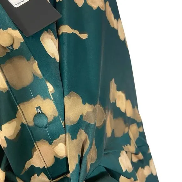 Donna Karen New York $179 nwt green satin printed midi dress 10 M