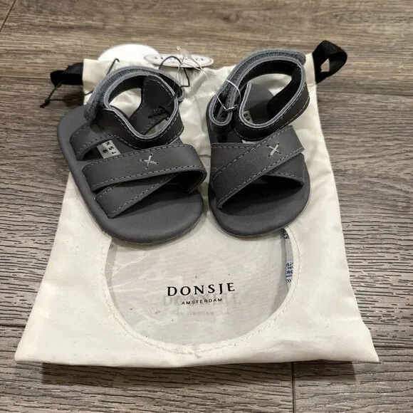 Donsje 0-6 Months Giggles Grey Classic Leather Sandals