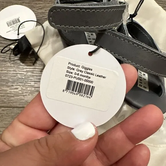 Donsje 0-6 Months Giggles Grey Classic Leather Sandals