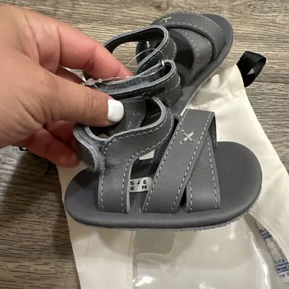 Donsje 0-6 Months Giggles Grey Classic Leather Sandals