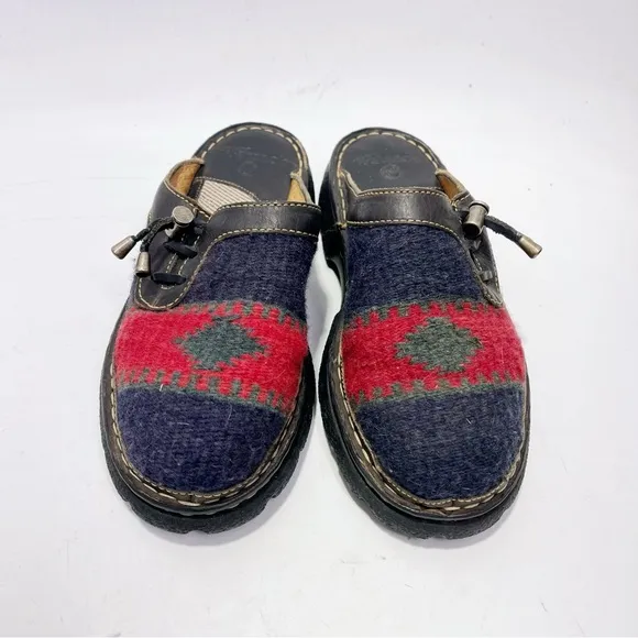 Double H Boots Southwestern Blanket Style Vintage Leather Clogs Slip On Western