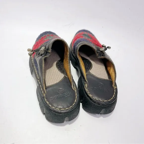 Double H Boots Southwestern Blanket Style Vintage Leather Clogs Slip On Western